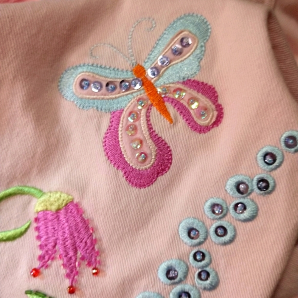 Pink Denim Jacket Embroidered Front Medium Purchased in Caribbean EUC - Picture 4 of 13